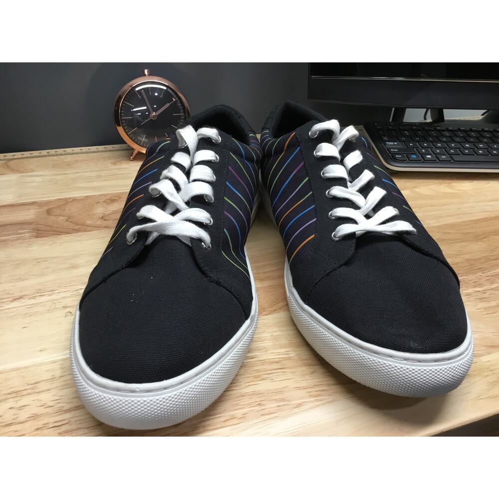 BP Quinn Pride Gender Inclusive Running Sneakers Women's Black Striped Lace Up